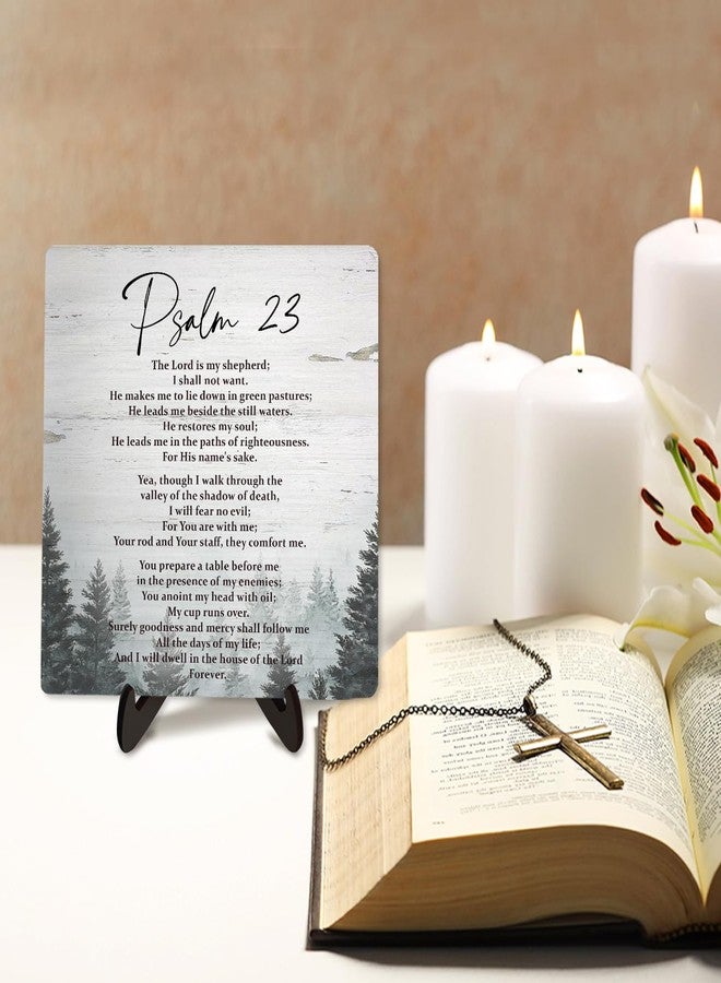DMADNF Bible Verse Sign,Christian Sign, Table Art Signs, Rustic Wooden Sign Desk Decor for Office, Positive Home Decor Motivational Scripture Gift 5.9x5.9inch(PSALM 23) - Image 3
